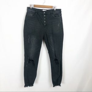 Women's Black Distressed Ankle Jeans